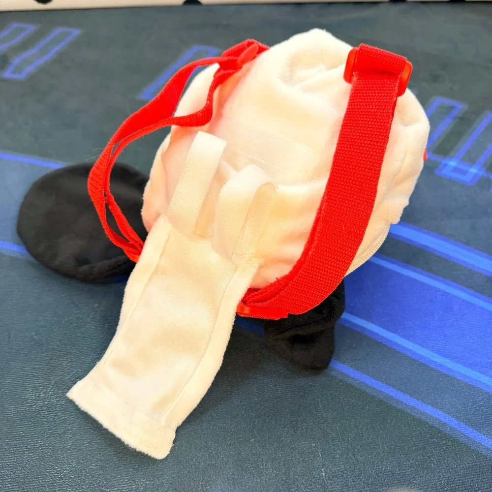 Peanuts Snoopy Plush Backpack Head Shape Red Straps Belt Loops Pouch Bag